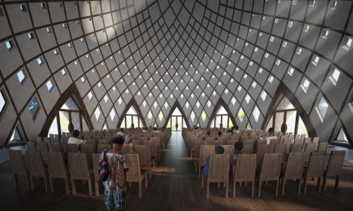 Aðalsalur tilbeiðsluhússins tekur 350 manns í sæti.