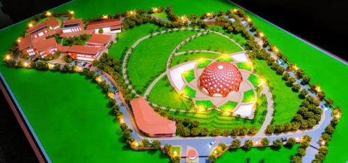 Líkan af staðartilbeiðsluhúsinu í Bihar Sharif á Indlandi