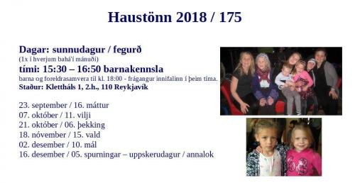 Barna- og foreldrastarf vetrarins er að hefjast